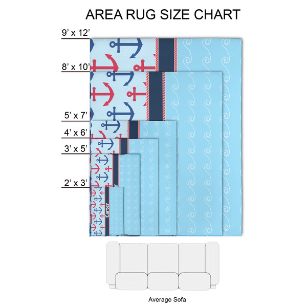 Anchors & Waves 2'x3' Indoor Area Rugs - Size Chart