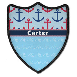 Anchors & Waves Iron On Shield Patch B w/ Name or Text