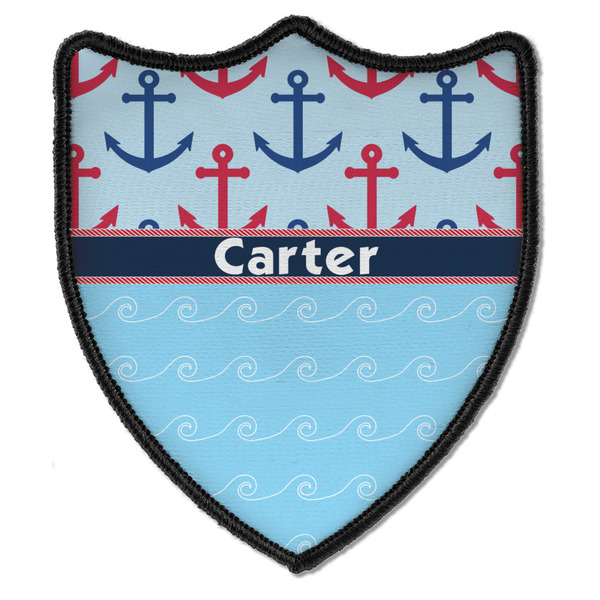 Custom Anchors & Waves Iron On Shield Patch B w/ Name or Text