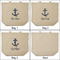 Anchors & Waves 3 Reusable Cotton Grocery Bags - Front & Back View