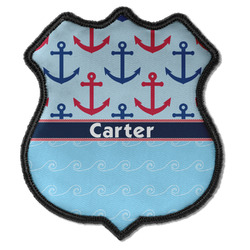 Anchors & Waves Iron On Shield Patch C w/ Name or Text