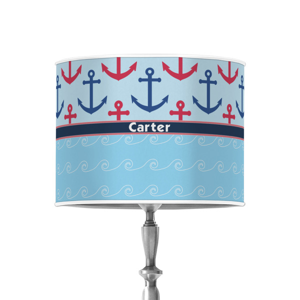 Anchors & Waves 8" Drum Lampshade - ON STAND (Poly Film)