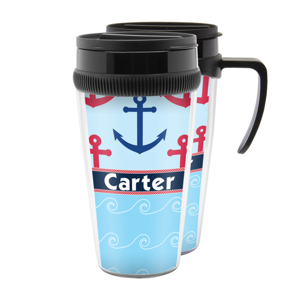 Custom Anchors & Waves Acrylic Travel Mug (Personalized)