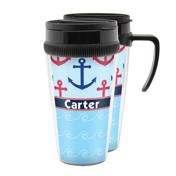 Custom Anchors & Waves Acrylic Travel Mug (Personalized)