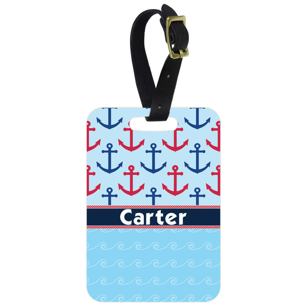 Custom Anchors & Waves Metal Luggage Tag w/ Name or Text