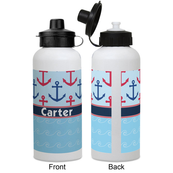 Anchors & Waves Aluminum Water Bottle - White APPROVAL