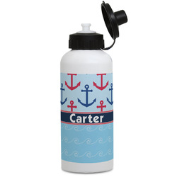 Anchors & Waves Water Bottles - Aluminum - 20 oz - White (Personalized)