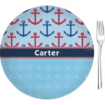 Anchors & Waves Glass Appetizer / Dessert Plate 8" (Personalized)