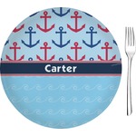 Anchors & Waves 8" Glass Appetizer / Dessert Plates - Single or Set (Personalized)