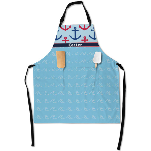 Custom Anchors & Waves Apron With Pockets w/ Name or Text