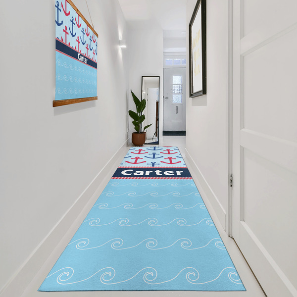 Anchors & Waves Area Rug Sizes - In Context (vertical)