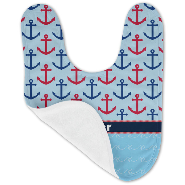 Anchors & Waves Baby Bib - AFT folded