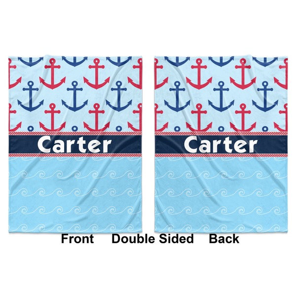 Anchors & Waves Baby Blanket (Double Sided - Printed Front and Back)