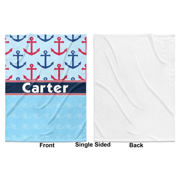 Anchors & Waves Baby Blanket (Single Side - Printed Front, White Back)