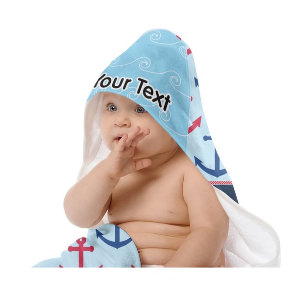 Anchors & Waves Baby Hooded Towel on Child
