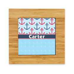 Anchors & Waves Bamboo Trivet with Ceramic Tile Insert (Personalized)