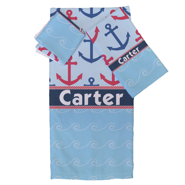 Custom Anchors & Waves Bath Towel Set - 3 Pcs (Personalized)