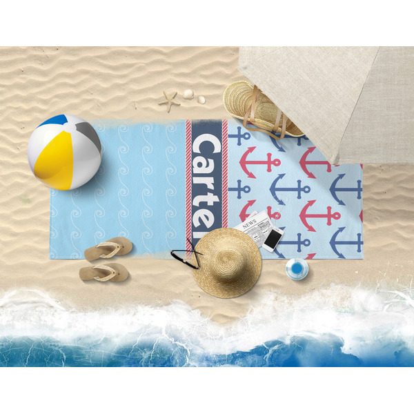 Anchors & Waves Beach Towel Lifestyle