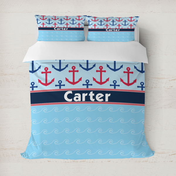 Custom Anchors & Waves Duvet Cover Set - Full / Queen (Personalized)