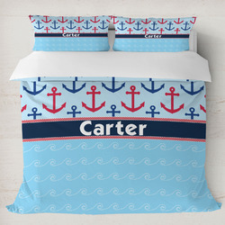 Anchors & Waves Duvet Cover Set - King (Personalized)