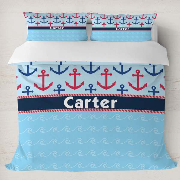 Custom Anchors & Waves Duvet Cover Set - King (Personalized)