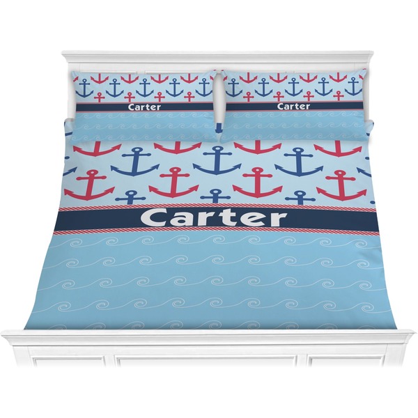 Custom Anchors & Waves Comforter Set - King (Personalized)