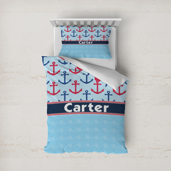 Custom Anchors & Waves Duvet Cover Set - Twin (Personalized)