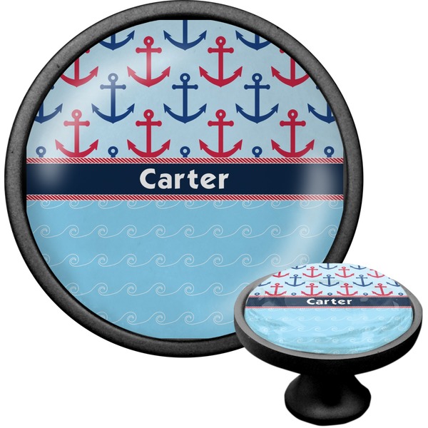 Custom Anchors & Waves Cabinet Knob (Black) (Personalized)
