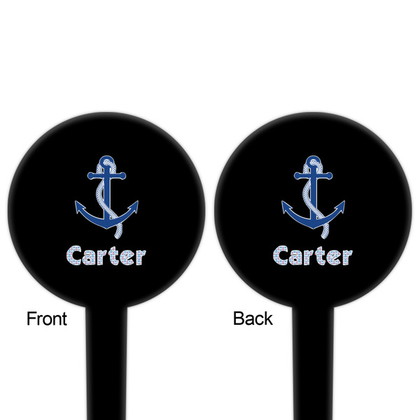 Anchors & Waves Black Plastic 4" Food Pick - Round - Double Sided - Front & Back