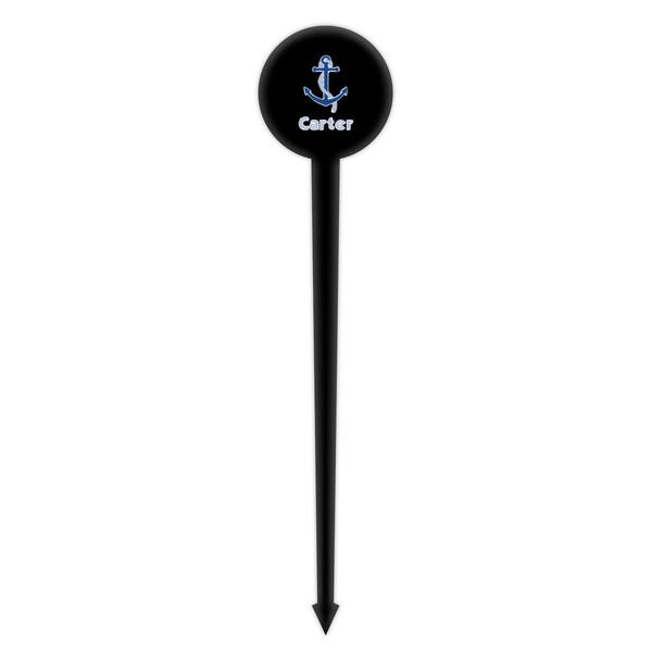 Anchors & Waves Black Plastic 4" Food Pick - Round - Single Pick
