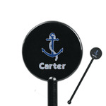 Anchors & Waves 5.5" Round Plastic Stir Sticks - Black - Single Sided (Personalized)