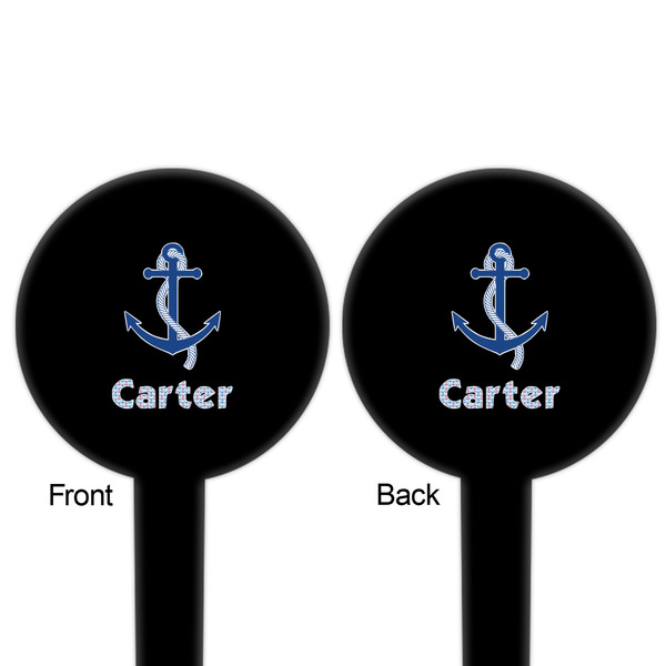 Anchors & Waves Black Plastic 6" Food Pick - Round - Double Sided - Front & Back