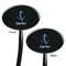 Anchors & Waves Black Plastic 7" Stir Stick - Double Sided - Oval - Front & Back