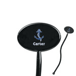 Anchors & Waves 7" Oval Plastic Stir Sticks - Black - Single Sided (Personalized)