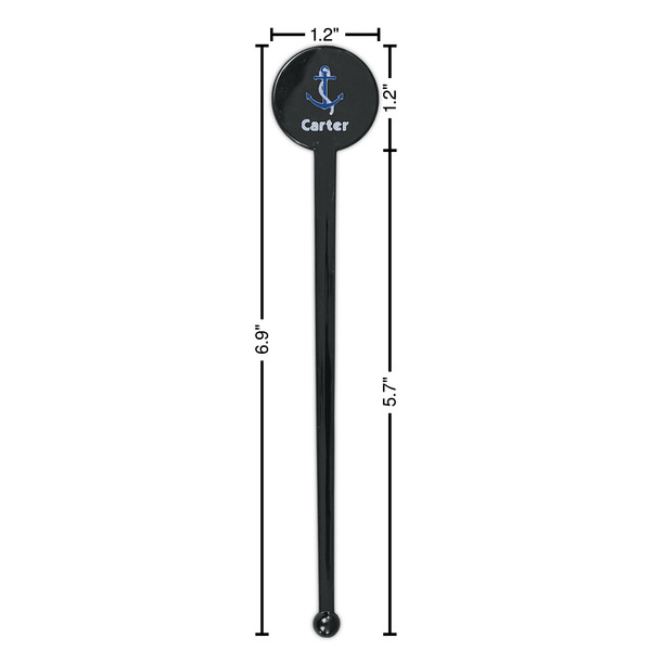 Anchors & Waves Black Plastic 7" Stir Stick - Round - Dimensions