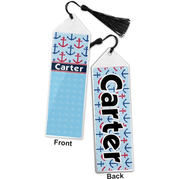 Anchors & Waves Bookmark with tassel - Front and Back
