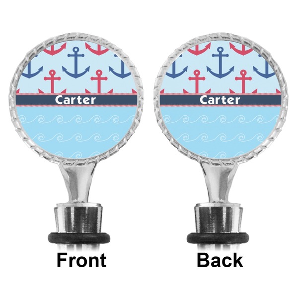 Anchors & Waves Bottle Stopper - Front and Back