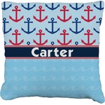 Anchors & Waves Faux-Linen Throw Pillow 16" (Personalized)