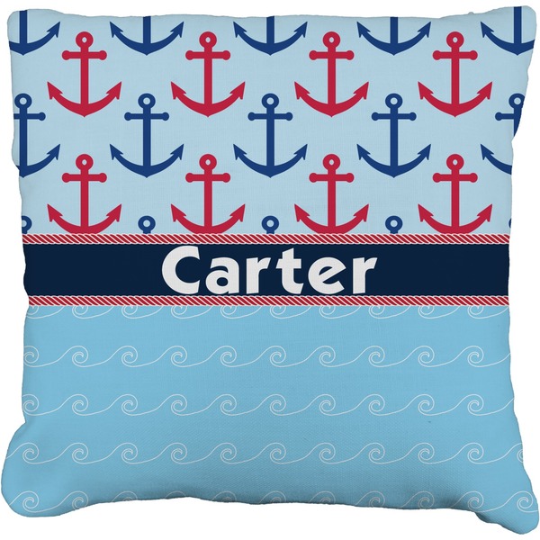 Custom Anchors & Waves Faux-Linen Throw Pillow 16" (Personalized)