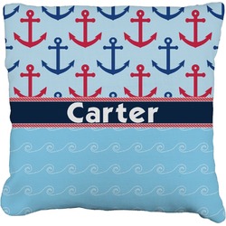 Anchors & Waves Faux-Linen Throw Pillow 18" (Personalized)