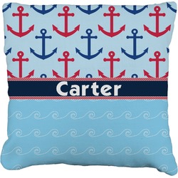 Anchors & Waves Faux-Linen Throw Pillow 20" (Personalized)