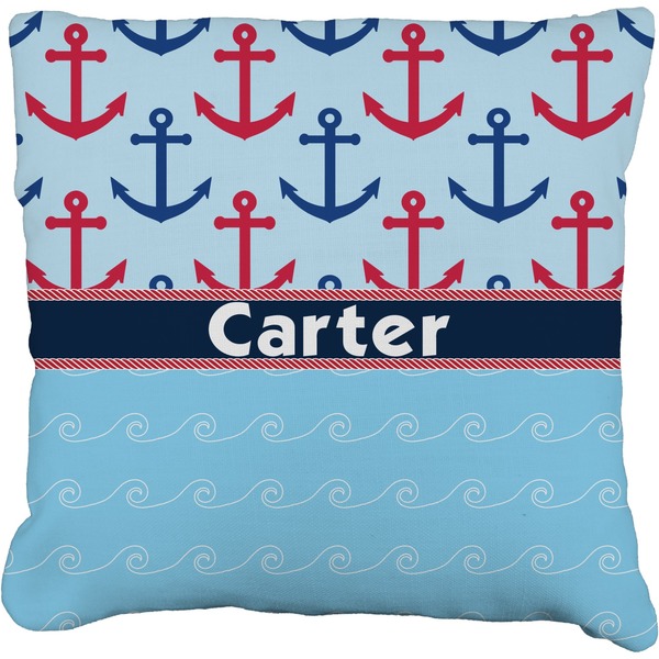 Custom Anchors & Waves Faux-Linen Throw Pillow 20" (Personalized)