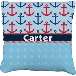Anchors & Waves Faux-Linen Throw Pillow 26" (Personalized)