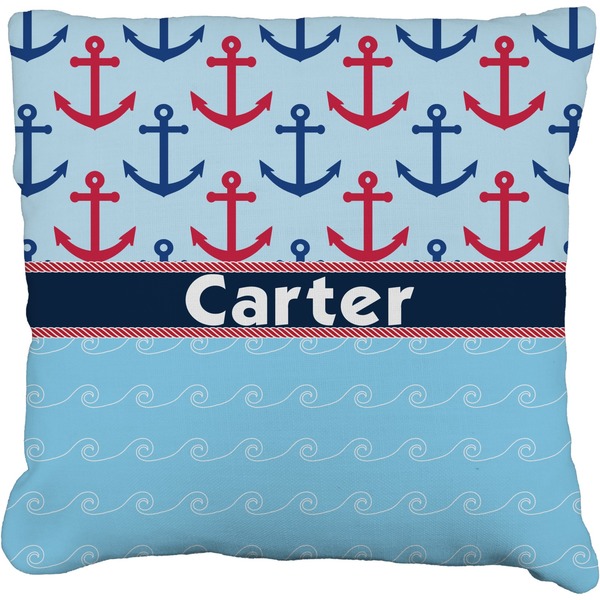 Custom Anchors & Waves Faux-Linen Throw Pillow 26" (Personalized)