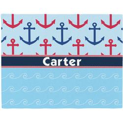 Anchors & Waves Woven Fabric Placemat - Twill w/ Name or Text