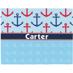 Anchors & Waves Woven Fabric Placemat - Twill w/ Name or Text