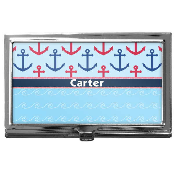 Custom Anchors & Waves Business Card Case