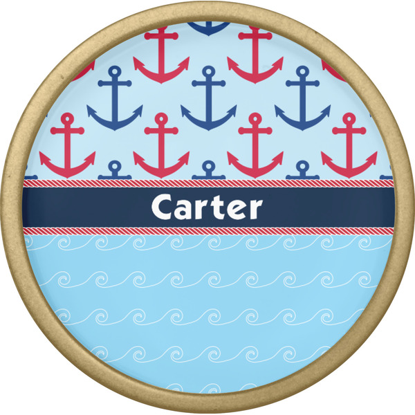 Anchors & Waves Cabinet Knob - Gold - Front