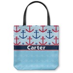 Anchors & Waves Canvas Tote Bag - Small - 13"x13" (Personalized)