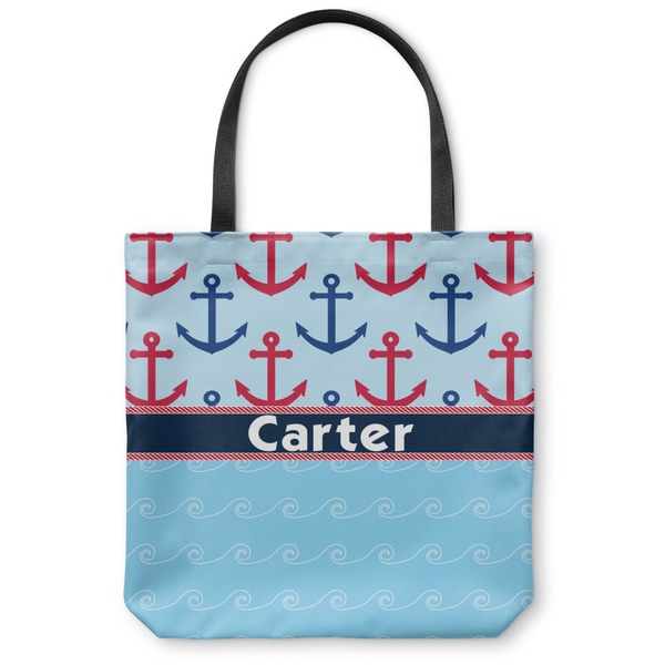 Custom Anchors & Waves Canvas Tote Bag - Medium - 16"x16" (Personalized)